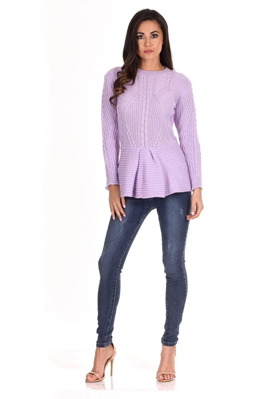 Lilac Peplum Knitted Jumper - Image 2