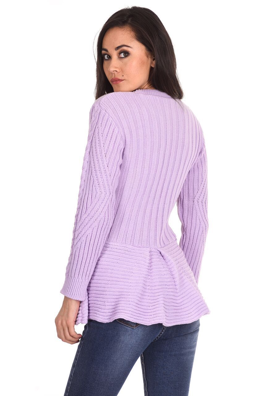 Lilac Peplum Knitted Jumper - Image 3