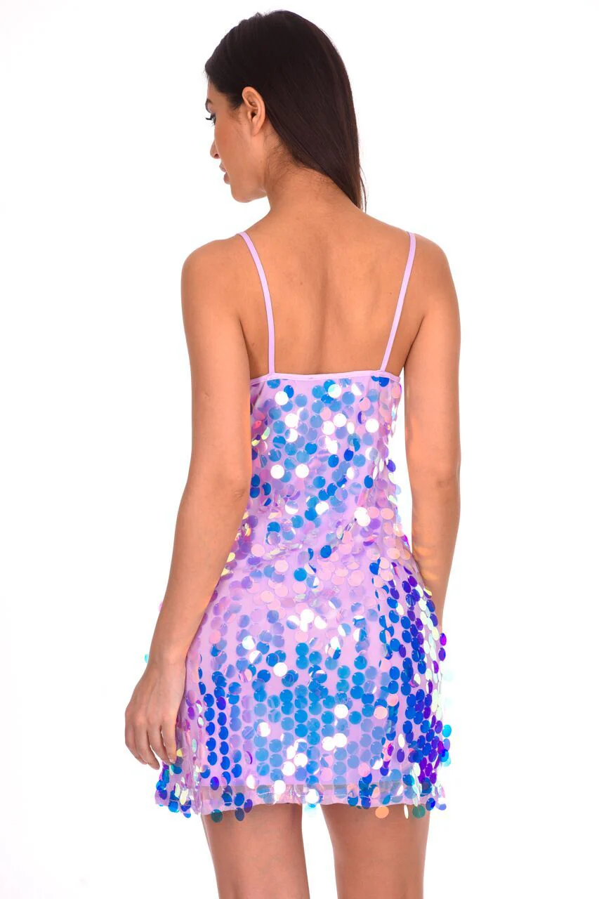 Lilac Sequin Swing Dress - Image 3