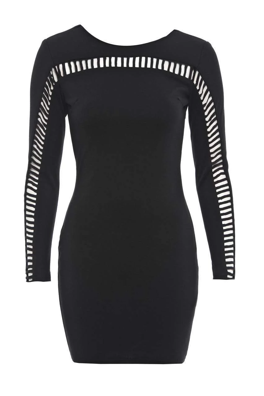 Long Sleeved Cut- Out Bodycon Dress - Image 5