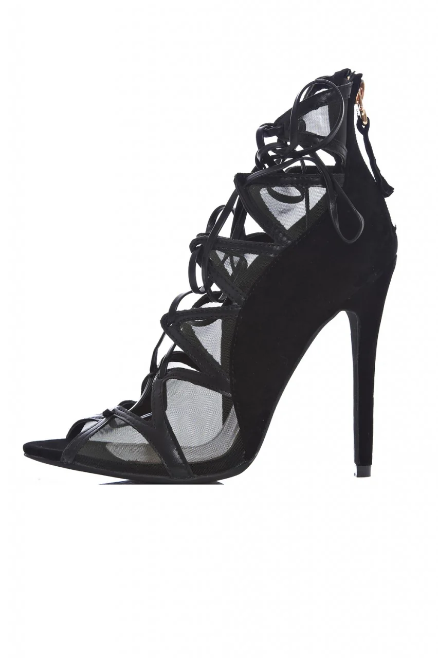 Mesh Lace Up Heels - Image 2