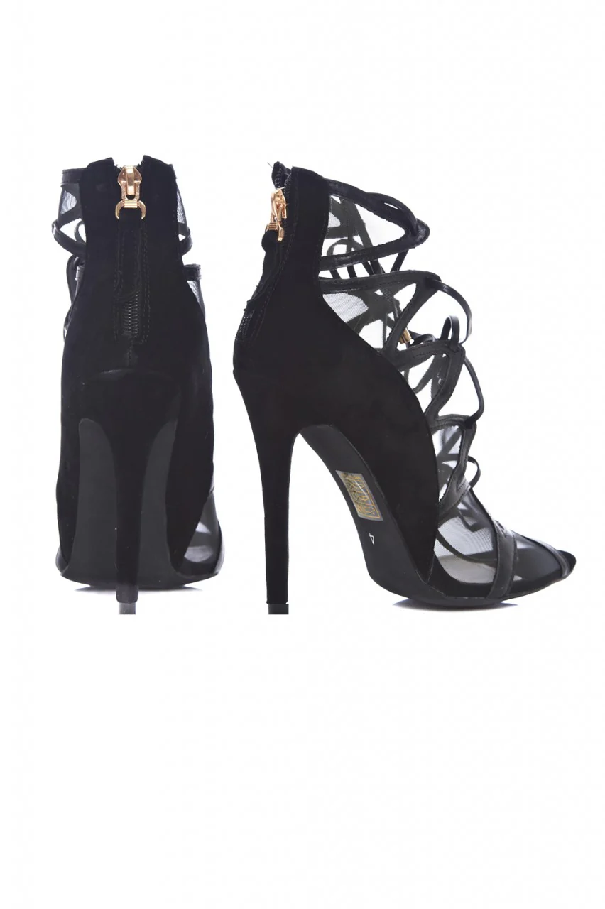 Mesh Lace Up Heels - Image 3