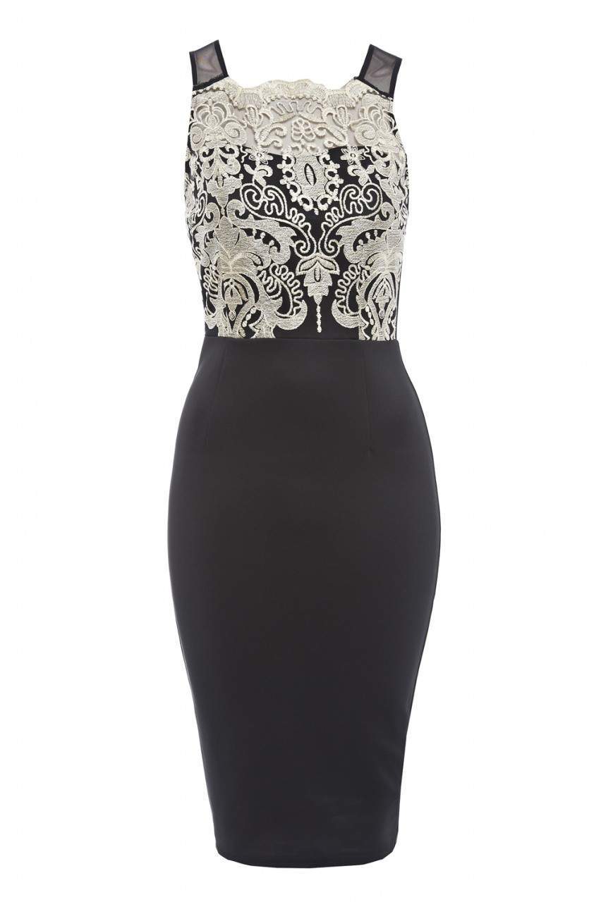 Metallic Crochet Detail Midi Dress - Image 5