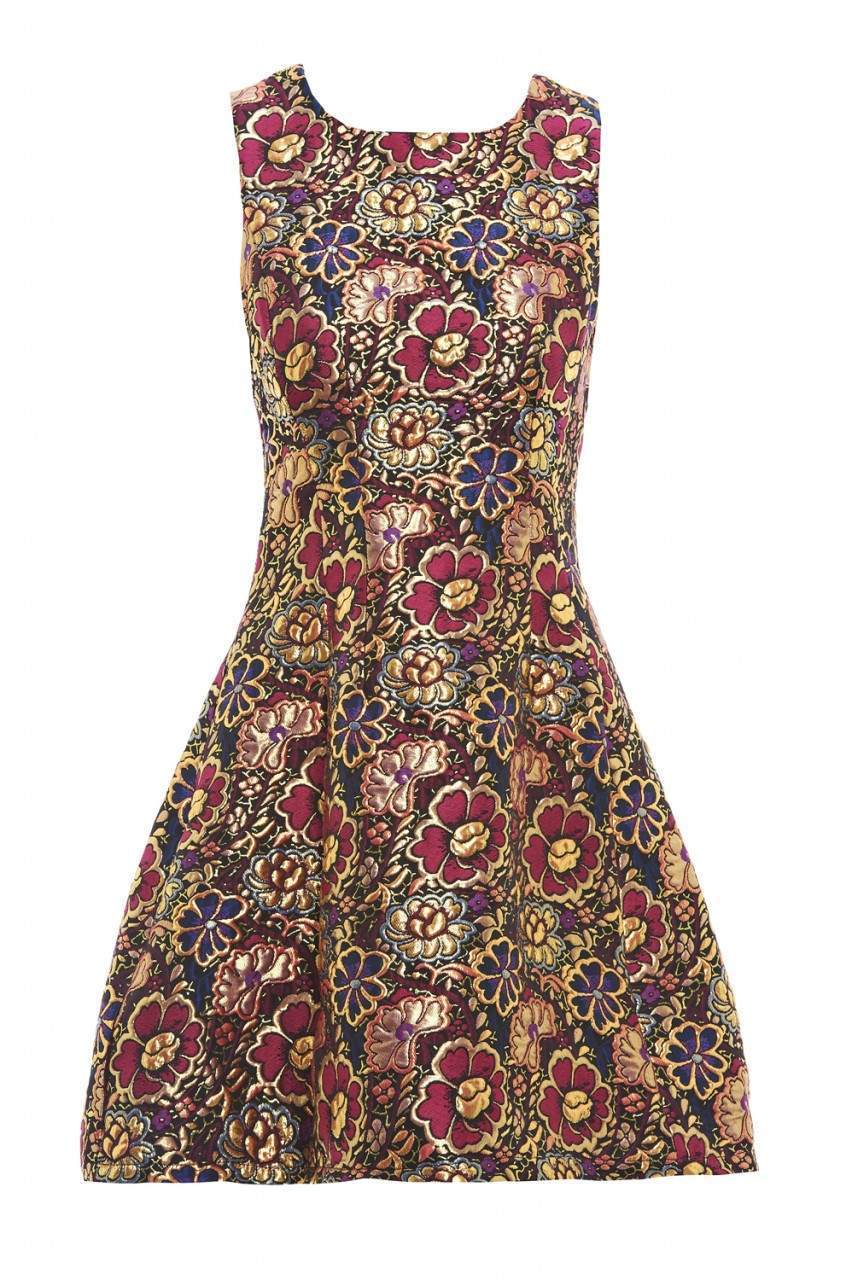 Metallic Floral Skater Dress - Image 4