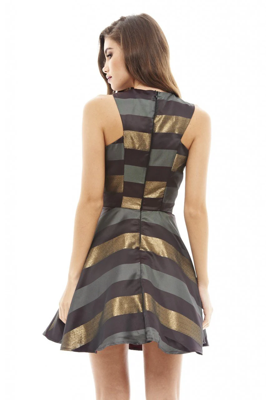 Metallic Striped Skater Dress - Image 4