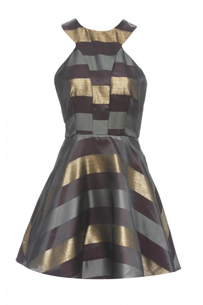 Metallic Striped Skater Dress - Image 5