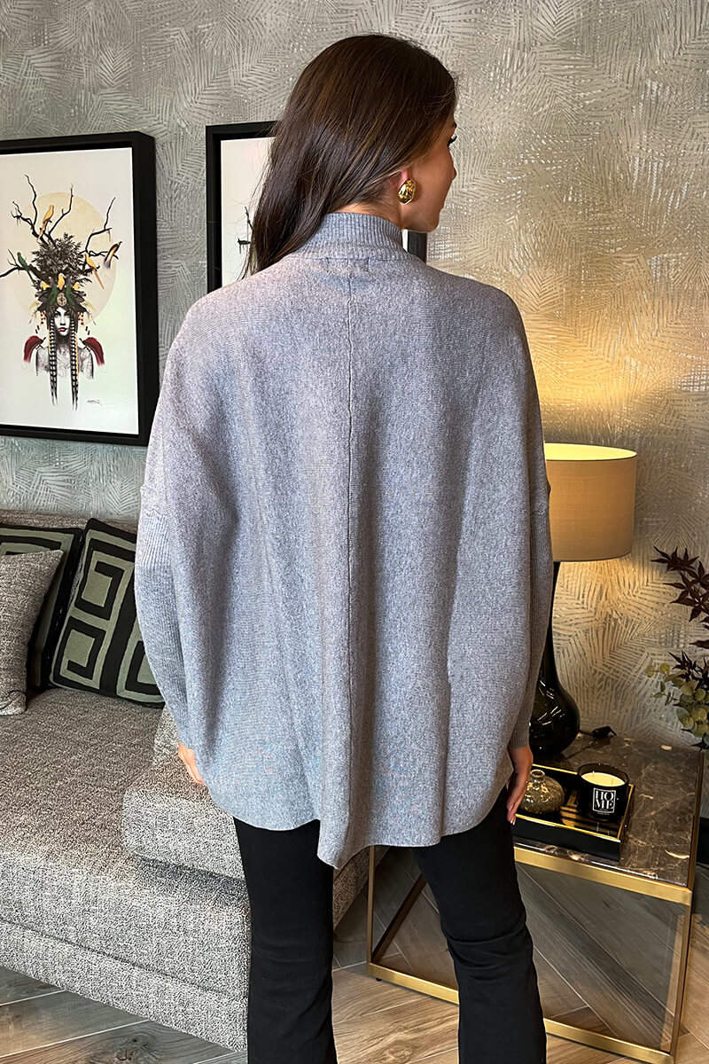 Mid Grey Oversized Mock Neck Jumper - Image 4