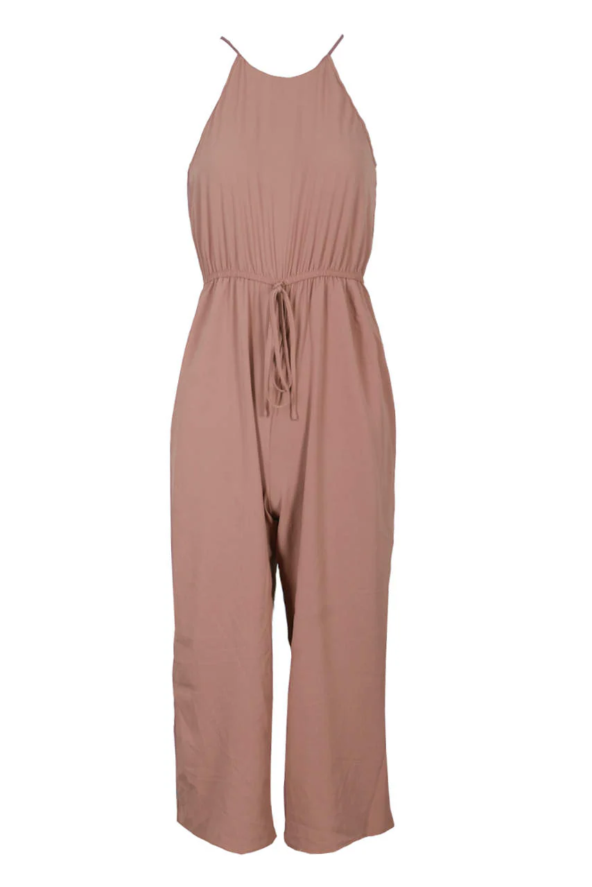 Mink High Neck Culotte Jumpsuit - Image 4