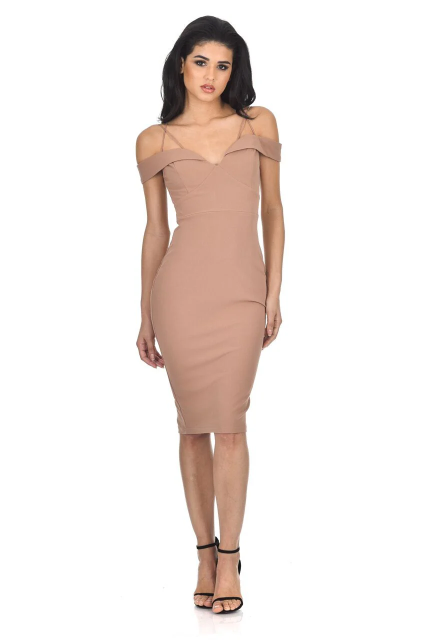 Mink Off The Shoulder Bodycon dress - Image 3