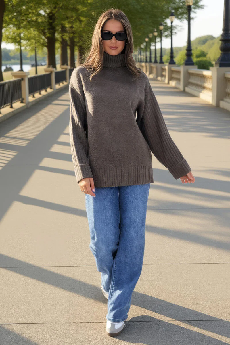 Mink Roll Neck Rib Detail Jumper - Image 2