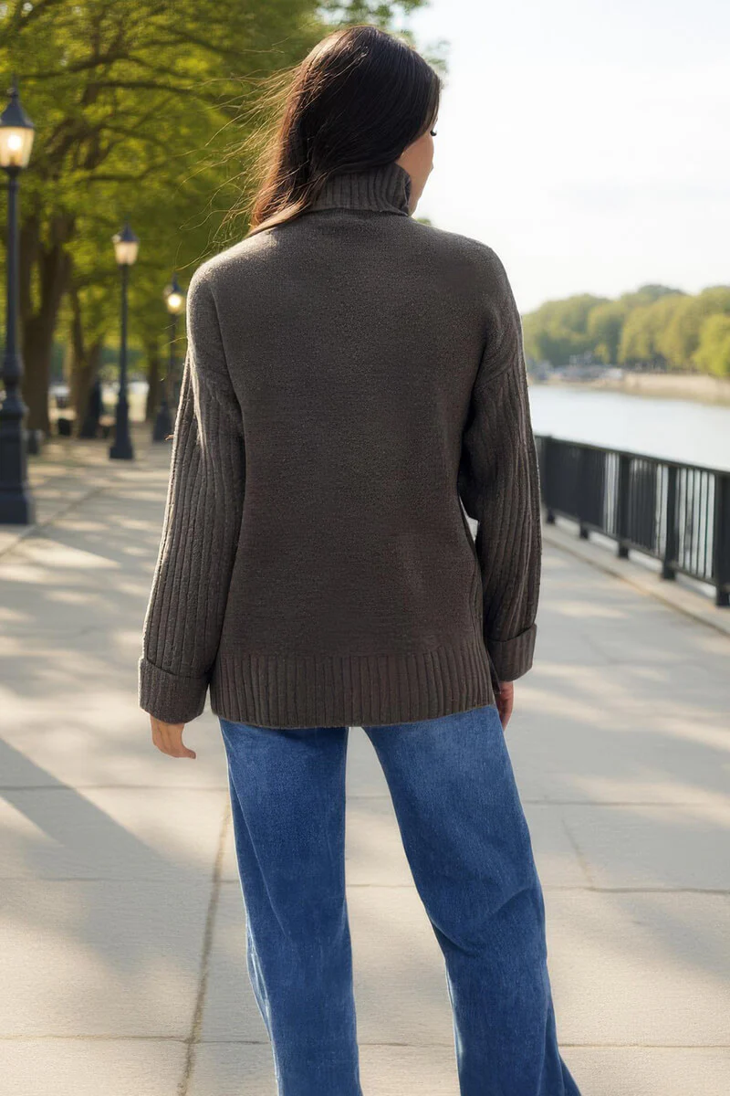 Mink Roll Neck Rib Detail Jumper - Image 5