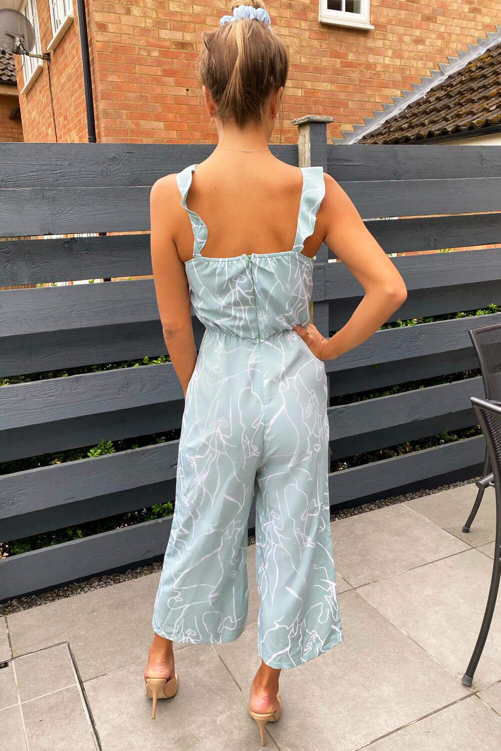 Mint Abstract Culotte Jumpsuit - Image 4