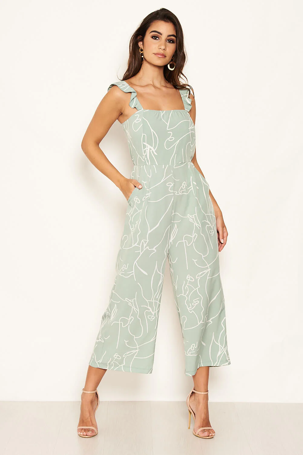 Mint Abstract Culotte Jumpsuit - Image 5