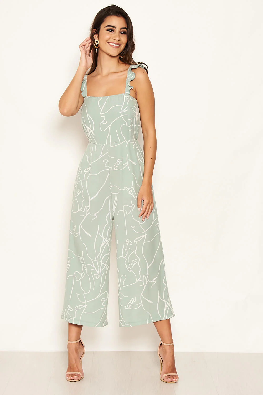 Mint Abstract Culotte Jumpsuit - Image 6