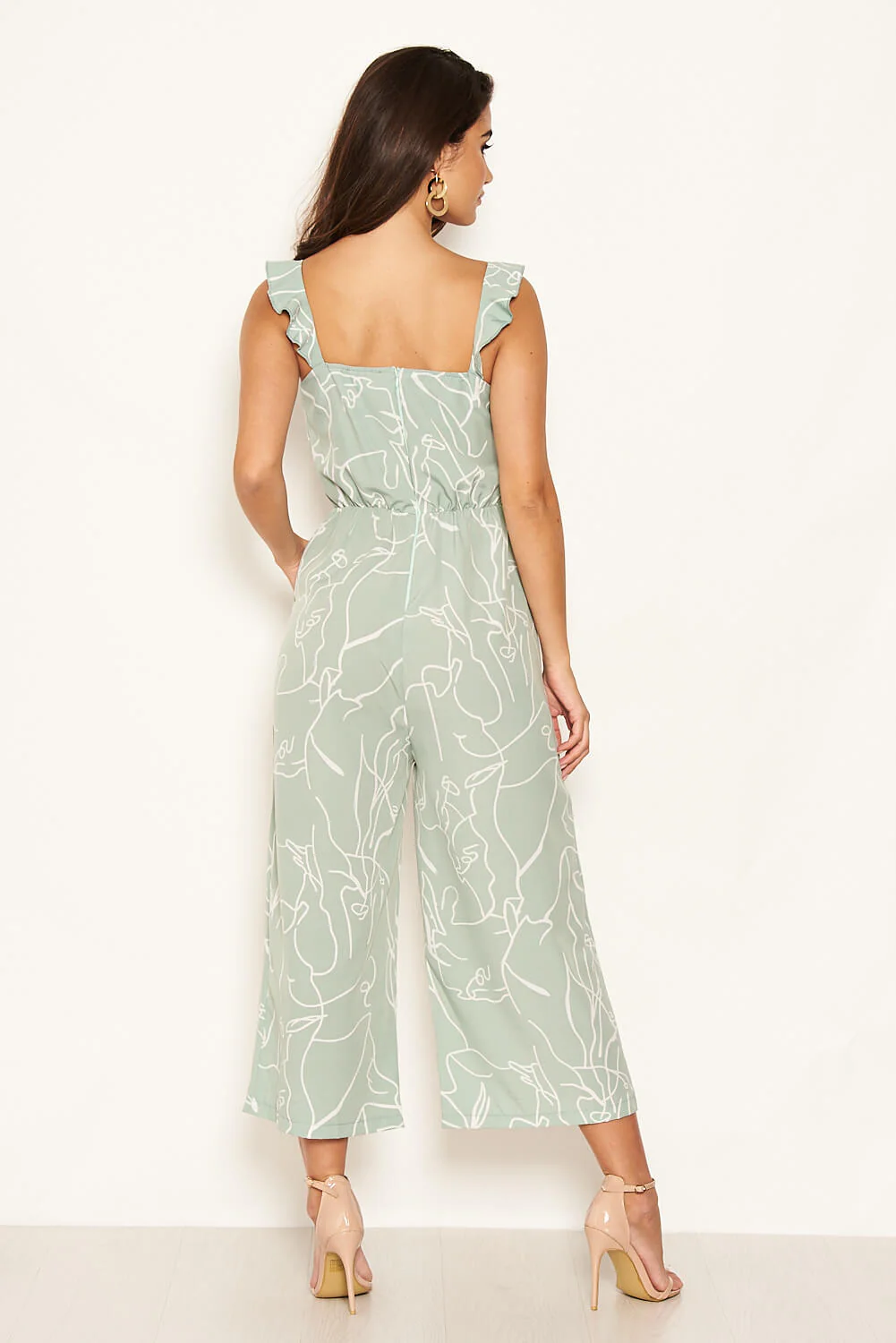 Mint Abstract Culotte Jumpsuit - Image 8