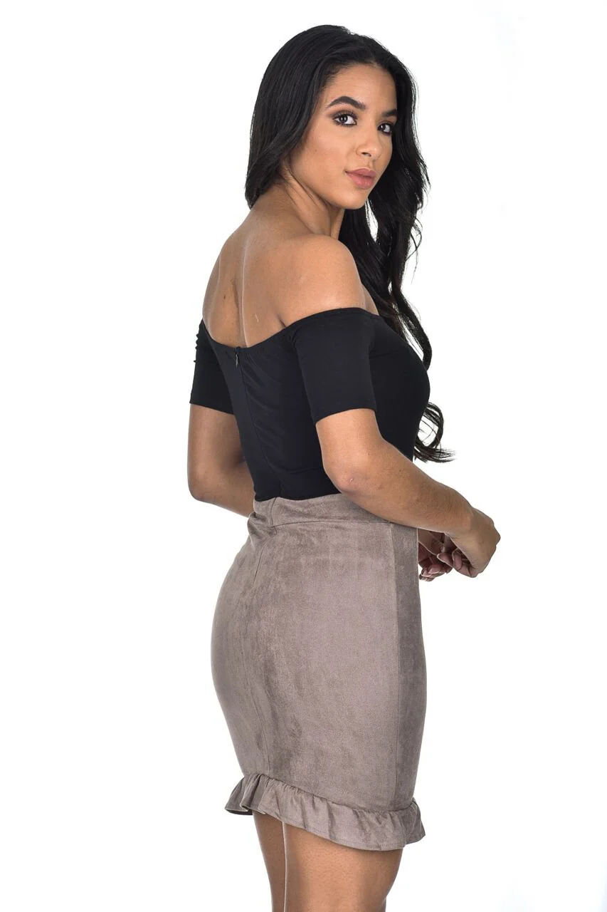 Mocha Bardot 2 In 1 Frill Dress - Image 3