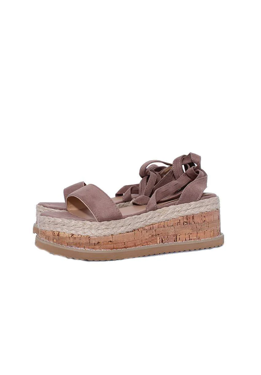 Mocha Lace Up Flatforms - Image 2