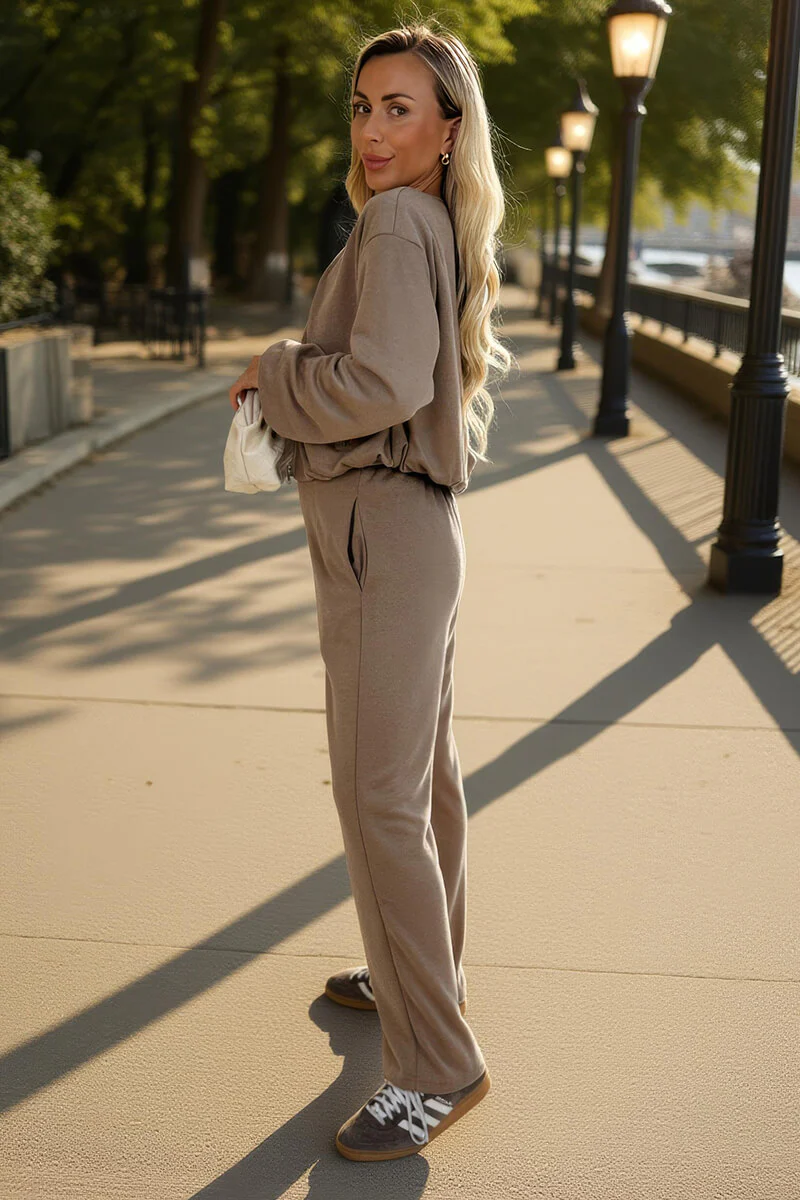 Mocha Wide Leg Soft Trousers - Image 4