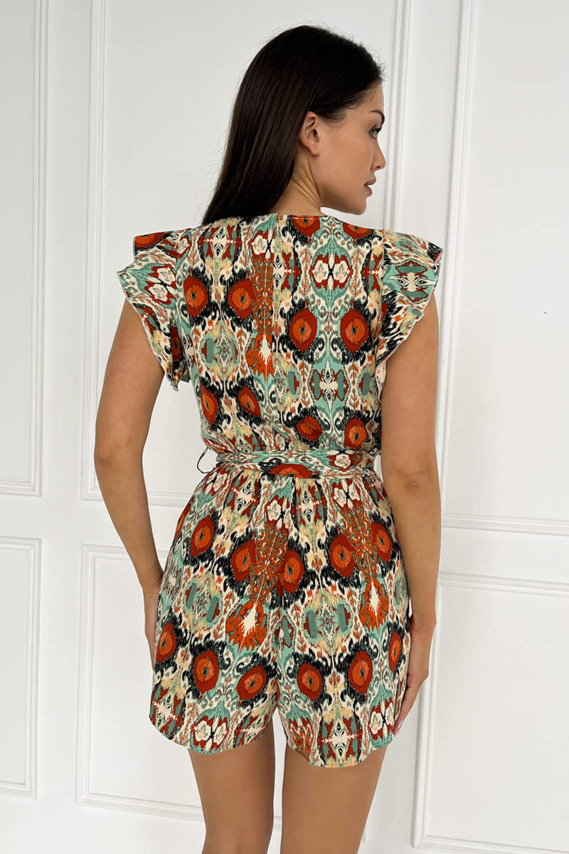 Multi Abstract Print Wrap Top Playsuit - Image 3