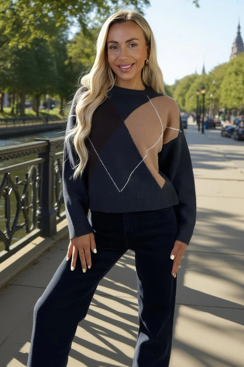 Multi Argyle Crew Neck Jumper - Image 3