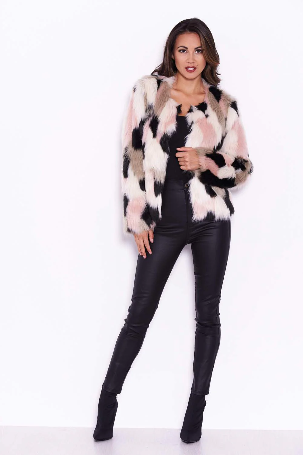 Multi Colour Faux Fur Coat - Image 2