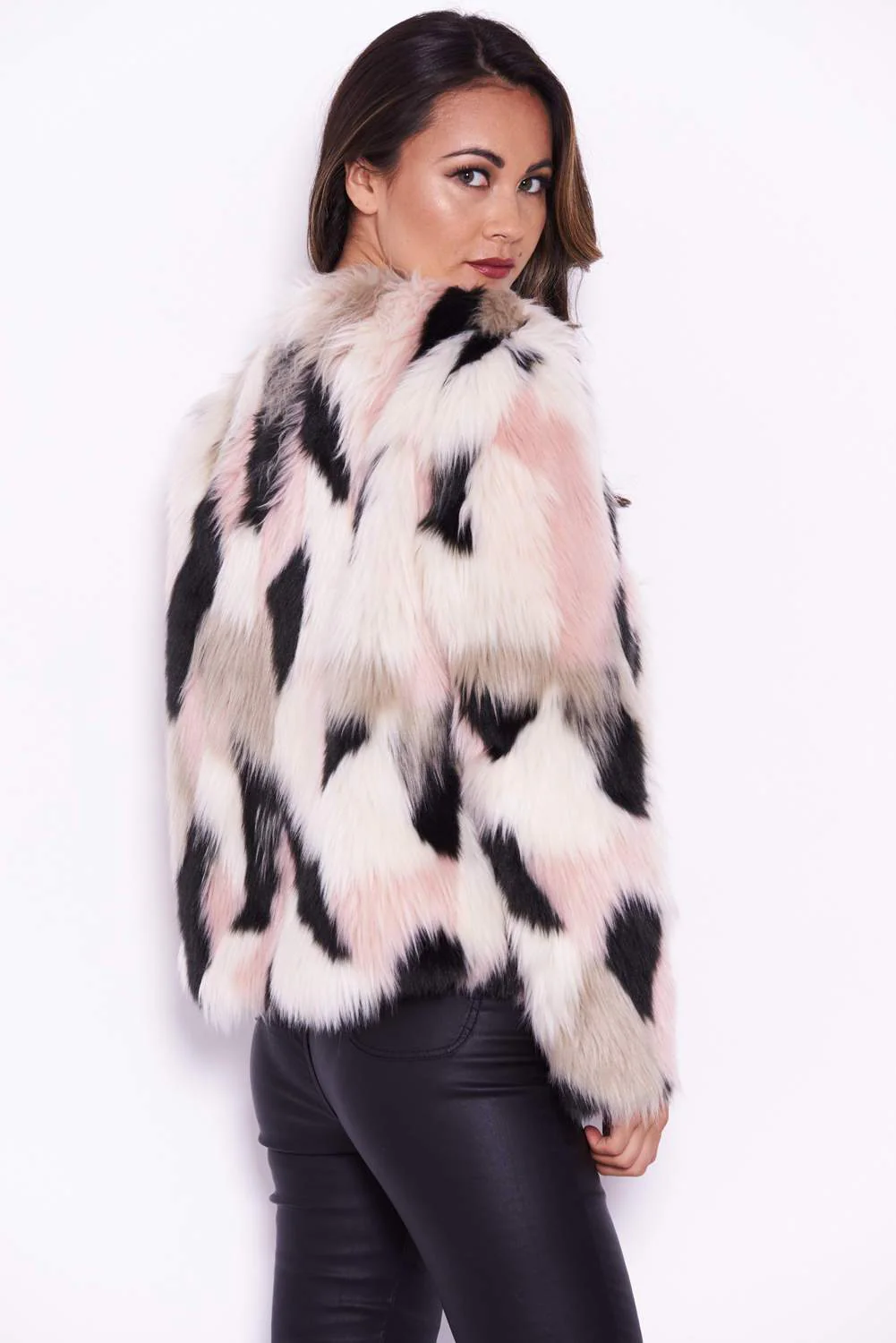 Multi Colour Faux Fur Coat - Image 3