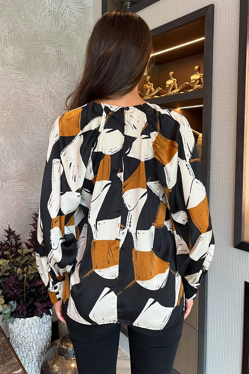 Multi Geometric Print Long Sleeve Top - Image 5