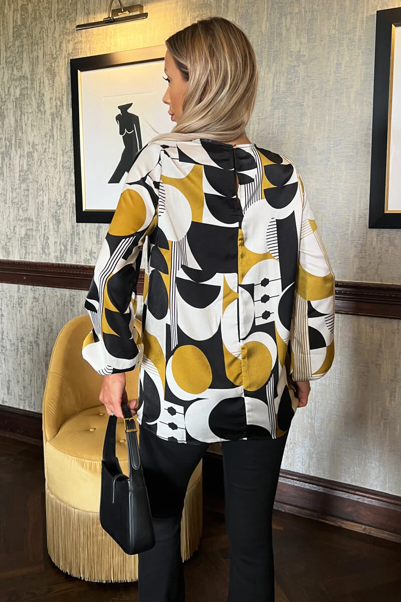 Multi Geometric Printed Long Sleeve Top - Image 6