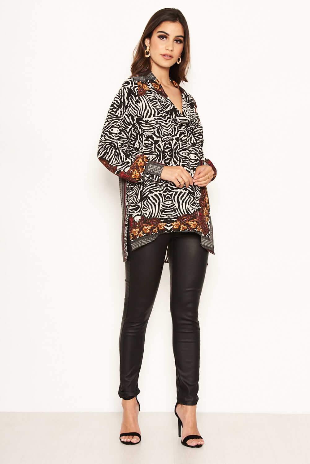Multi Print Cowl Neck Top - Image 2