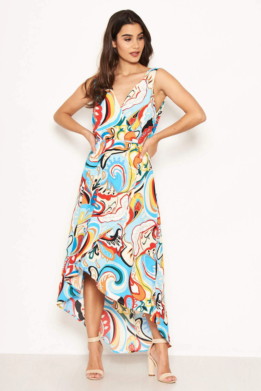 Multi Print Frill Maxi Dress - Image 2