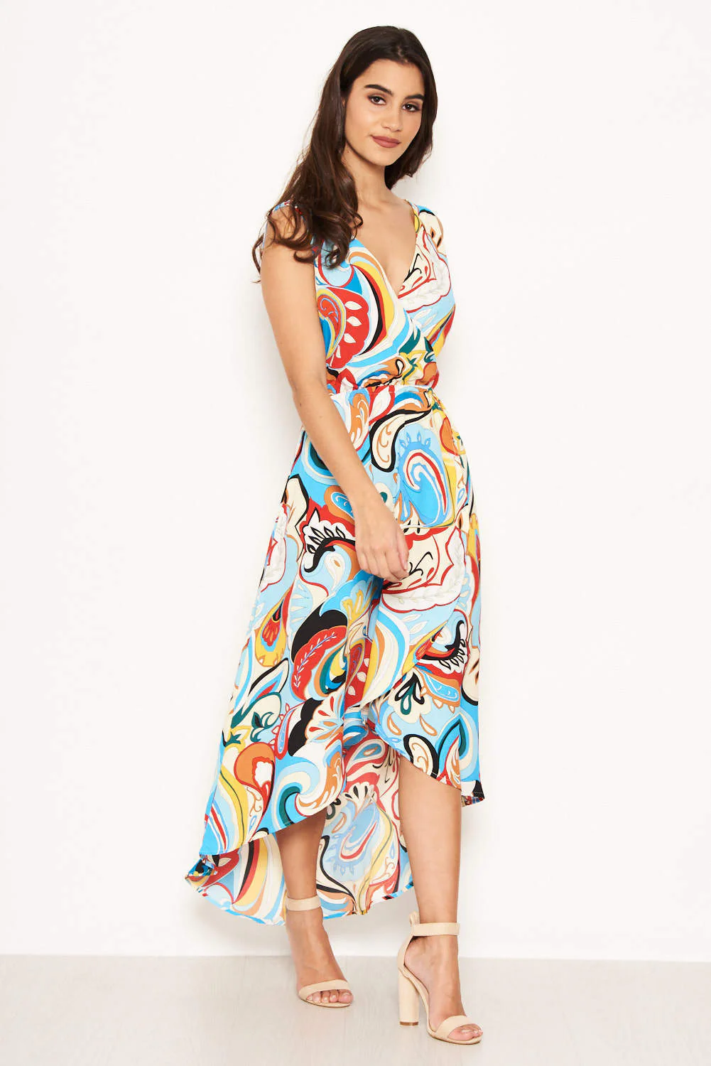 Multi Print Frill Maxi Dress - Image 4