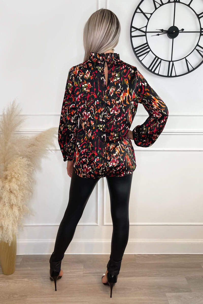 Multi Print High Ruffle Neck Top - Image 7
