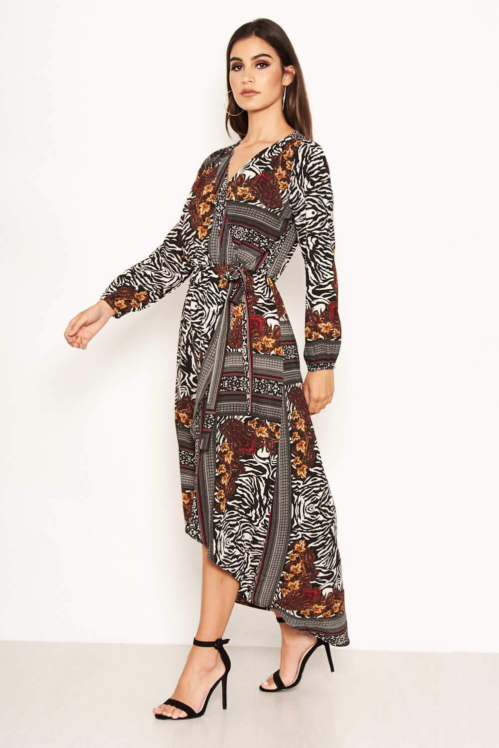 Multi Print Wrap Maxi Dress - Image 2