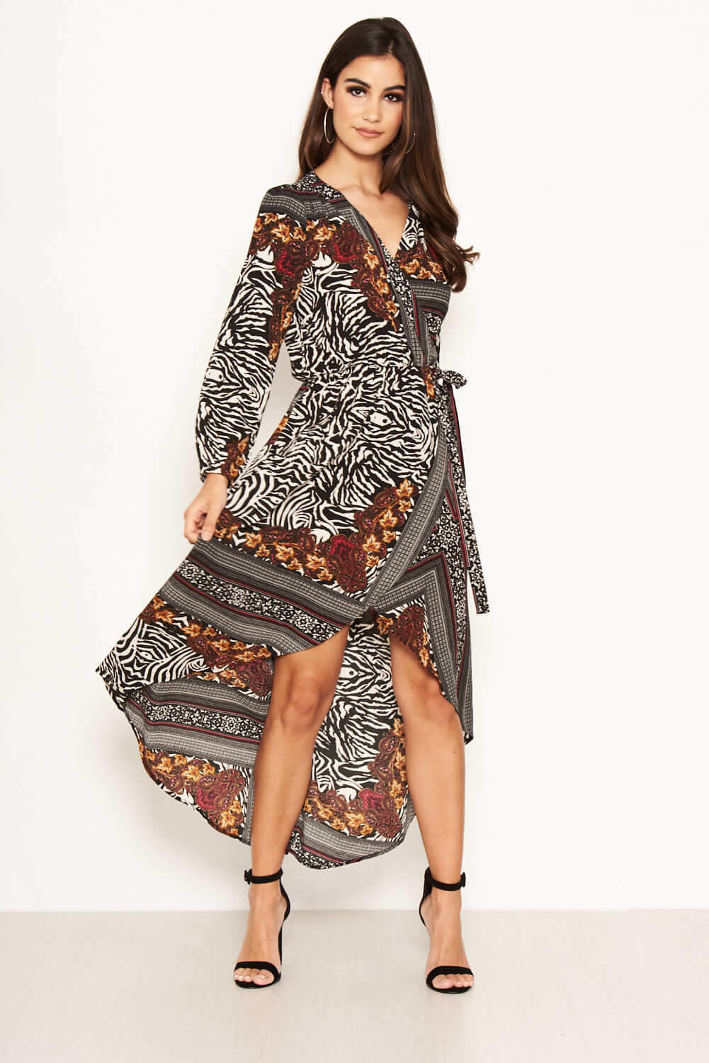 Multi Print Wrap Maxi Dress - Image 4