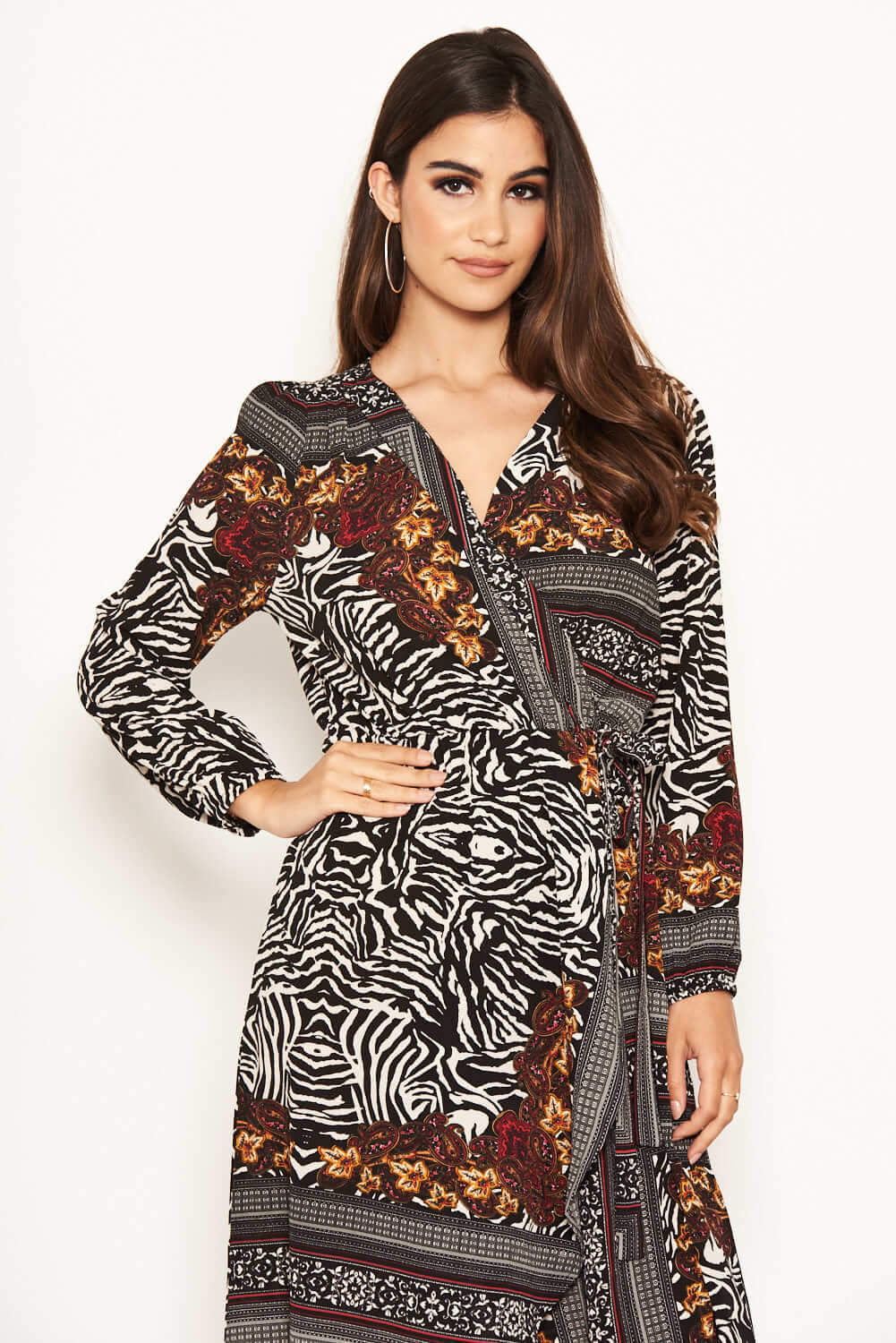 Multi Print Wrap Maxi Dress - Image 5