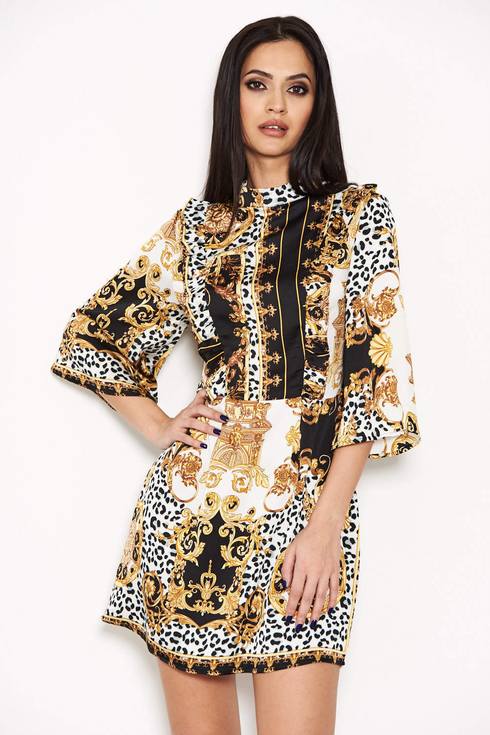Multi Printed Frill Day Dress - Image 6