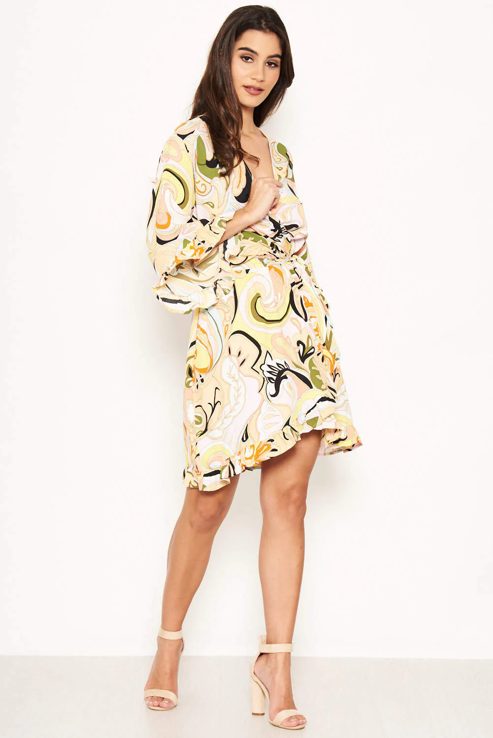 Multi Printed Wrap Over Dress - Image 2