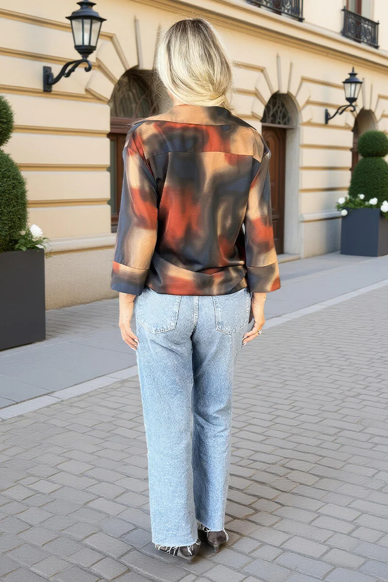 Multi Smudge Print 3/4 Sleeve Shirt - Image 5