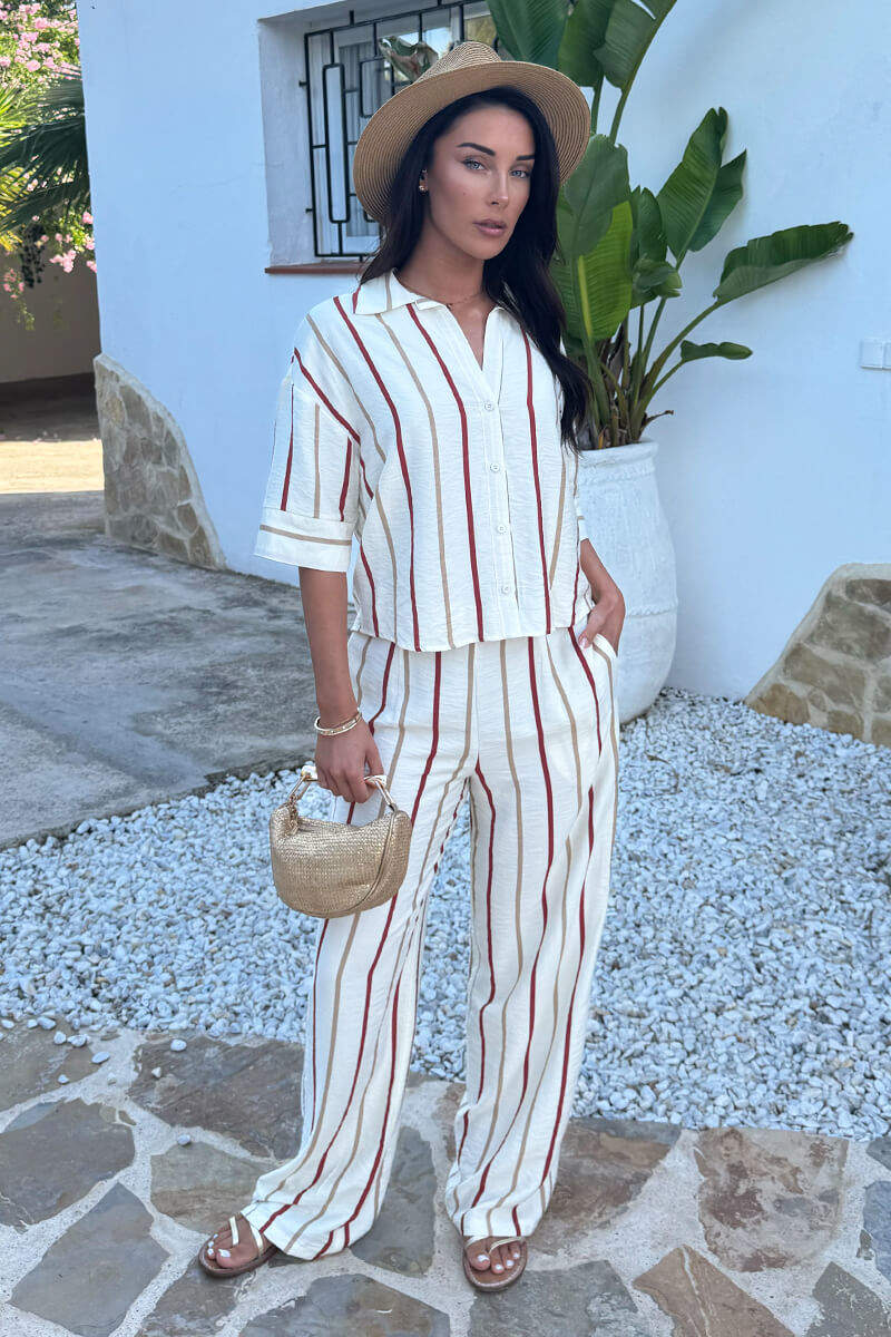Multi Striped Print Wide Leg Trousers - Image 2