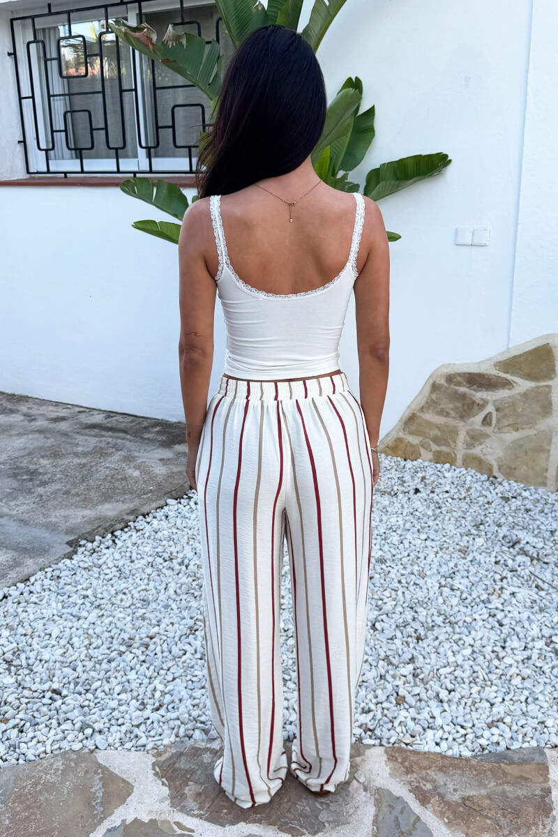 Multi Striped Print Wide Leg Trousers - Image 5