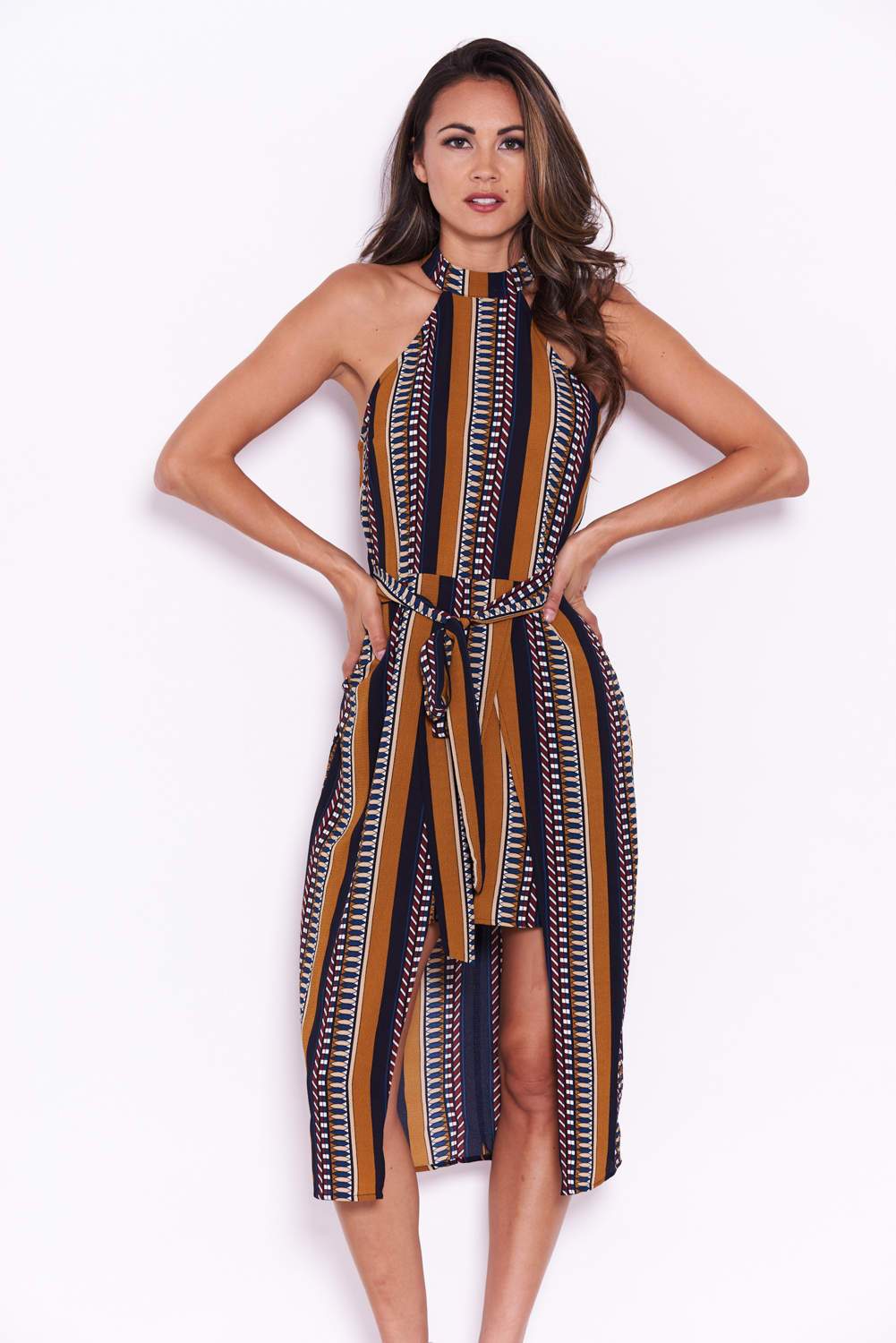 Mustard Aztec Print Midi Dress - Image 4