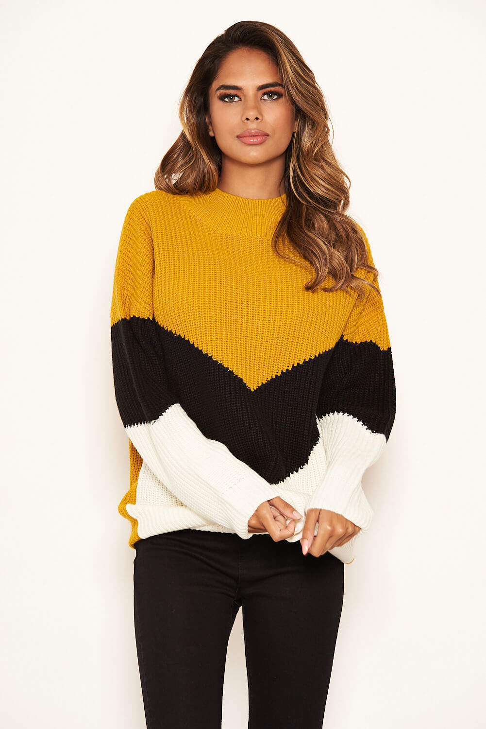 Mustard Block Colour Oversized Jumper - Image 5