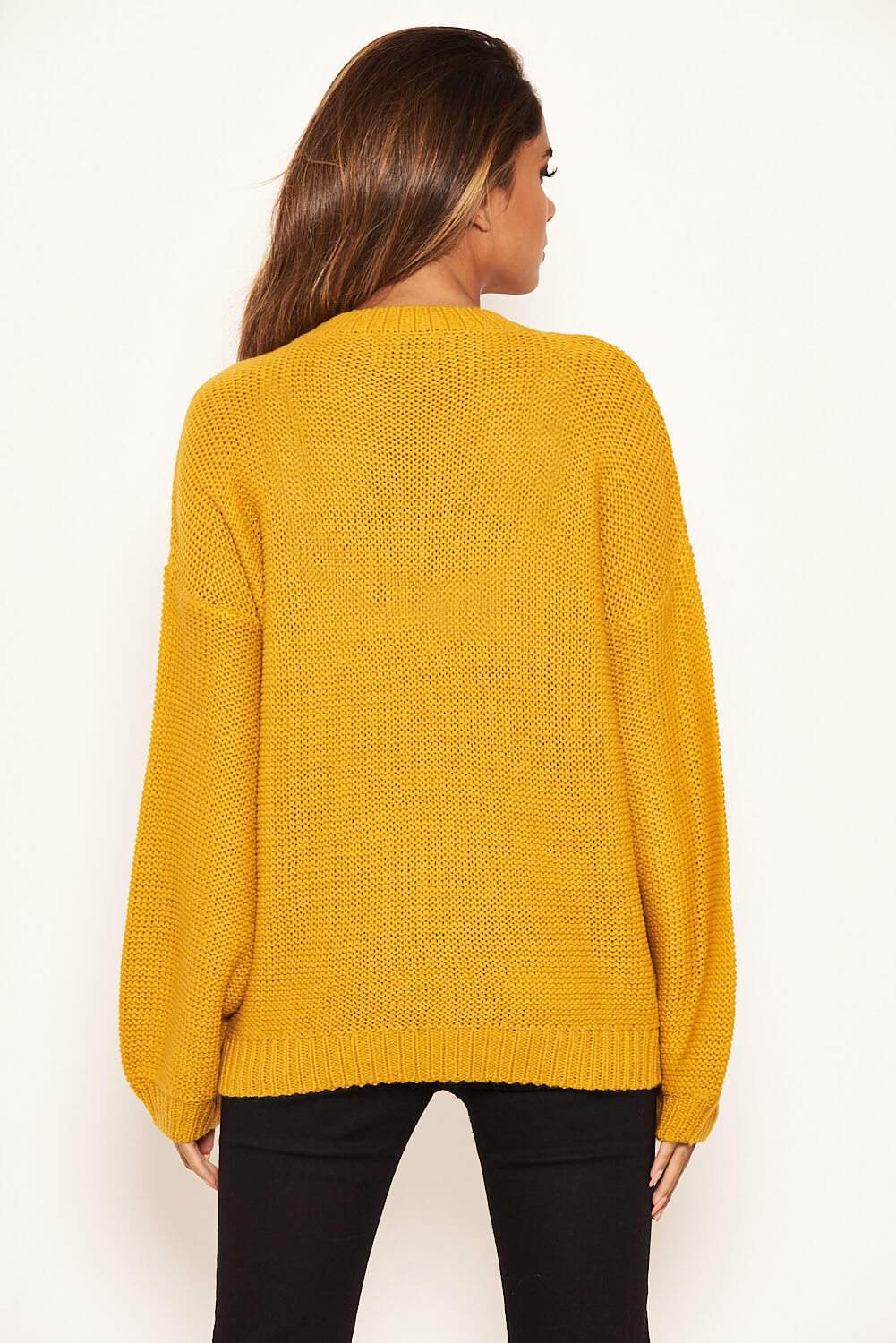 Mustard Cable Knitted High Neck Jumper - Image 3