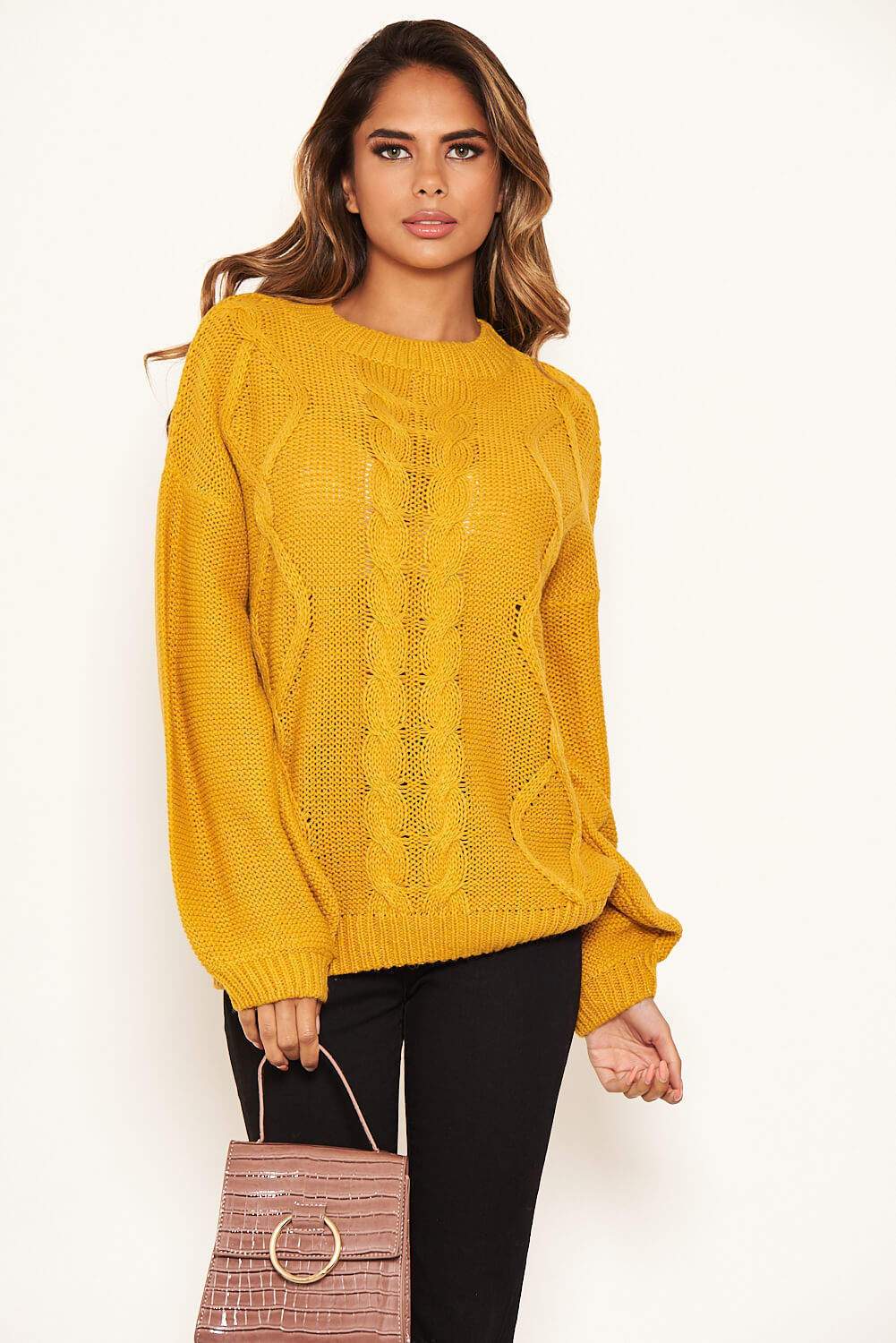 Mustard Cable Knitted High Neck Jumper - Image 4