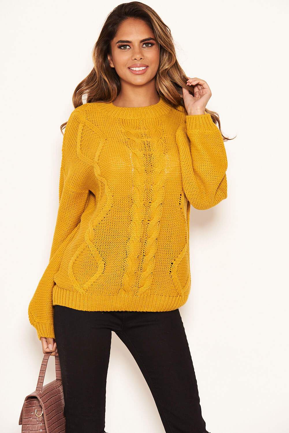 Mustard Cable Knitted High Neck Jumper - Image 5