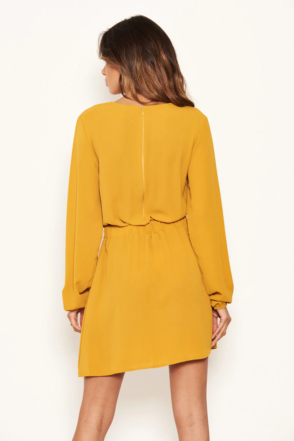Mustard Long Sleeve Belted Day Dress - Image 4