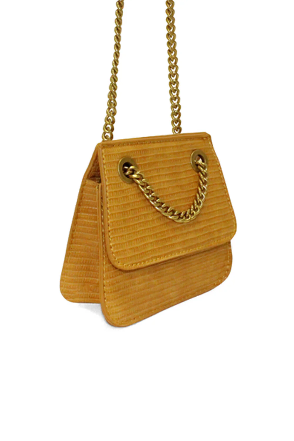 Mustard Mini Textured Chain Strap Bag - Image 2