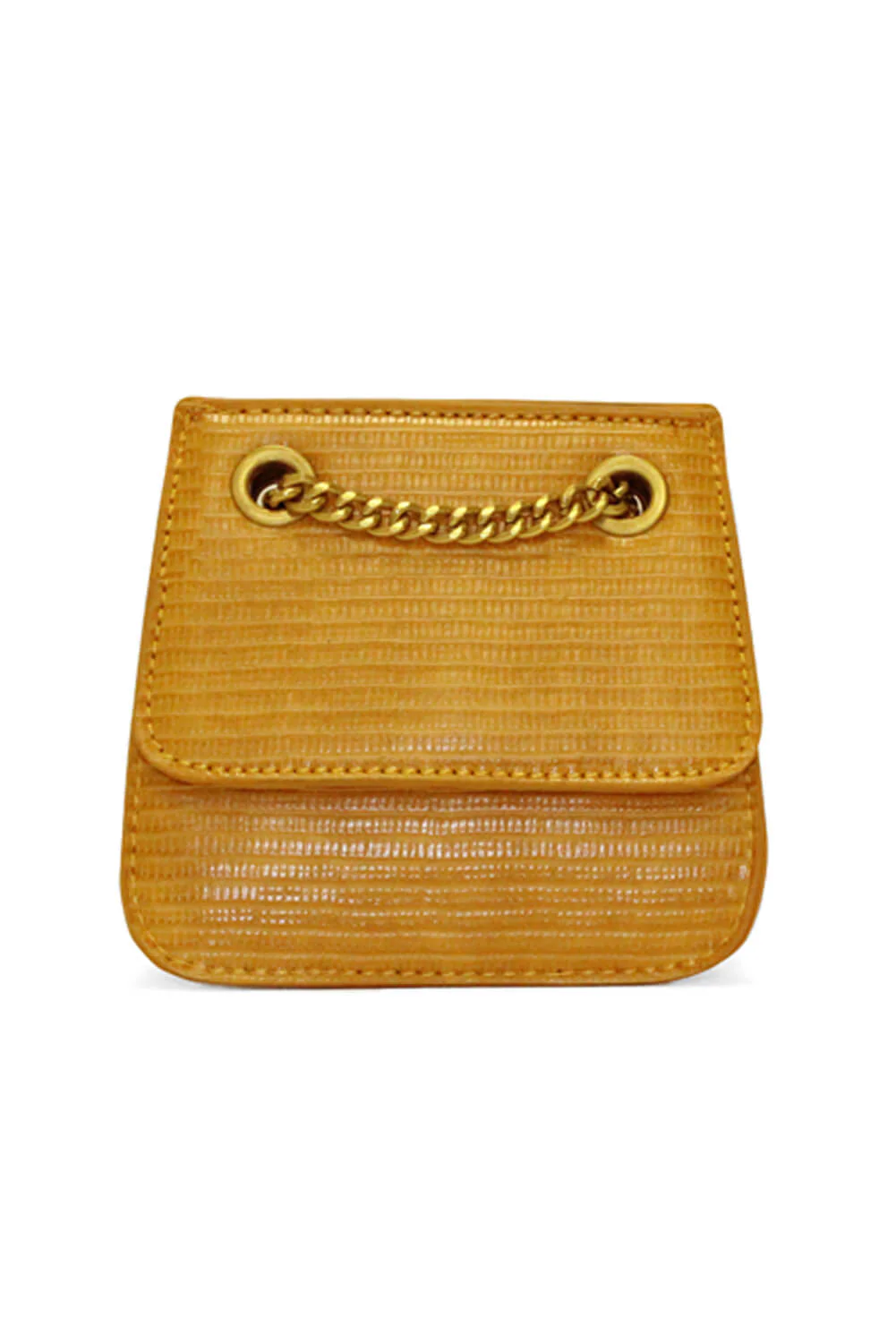 Mustard Mini Textured Chain Strap Bag - Image 3