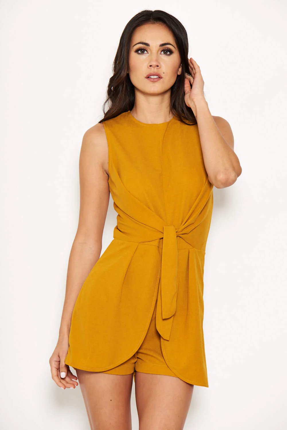 Mustard Tie Waist Playsuit - Image 2