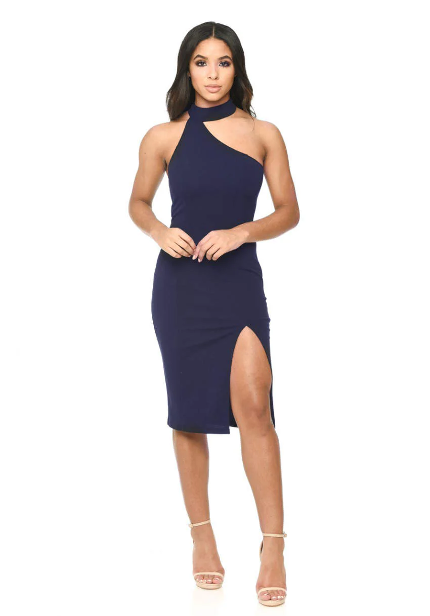 Navy Choker Bodycon Dress - Image 2